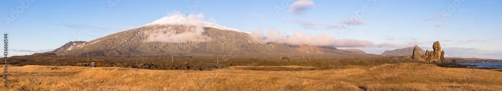 Views of the Lóndrangar volcanic plugs, Snæfellsnes Peninsula, Iceland