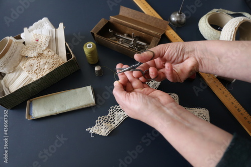 Variety of accessories and haberdashery hands