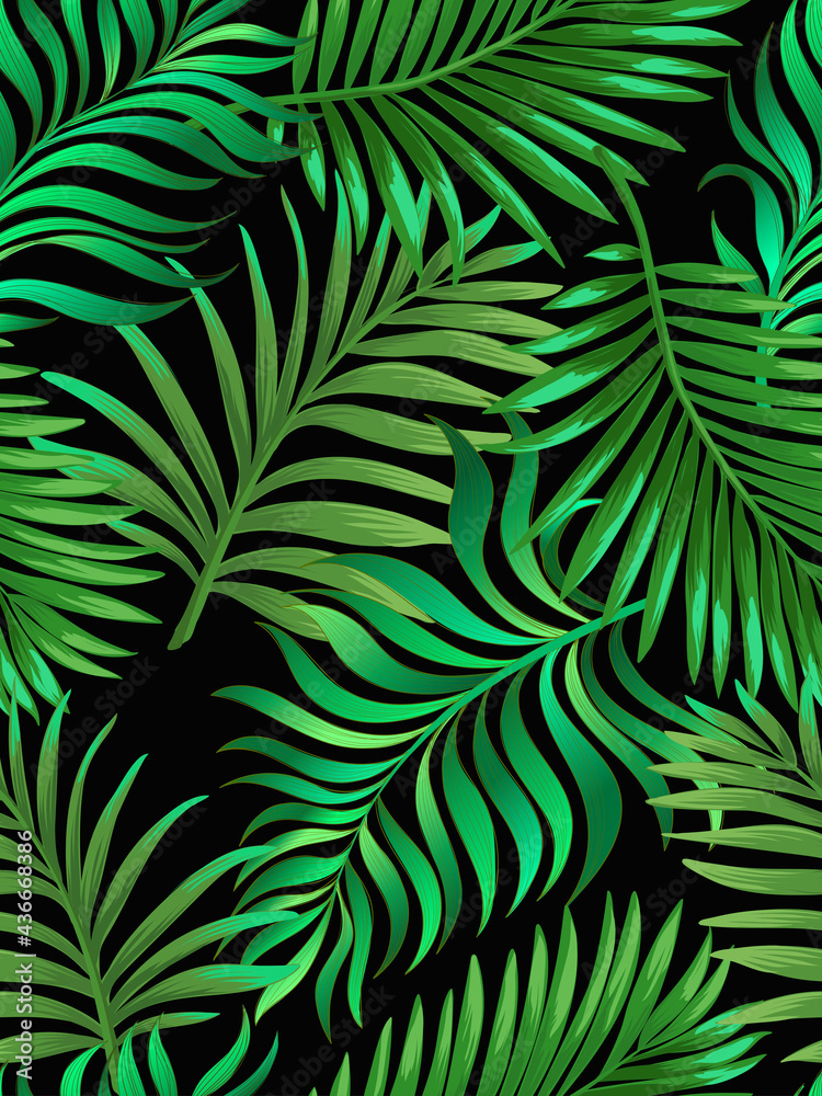 Tropical palm print. Vector jungle illustration. Pattern summer design.