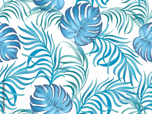 Tropical palm print. Vector jungle illustration. Pattern summer design.