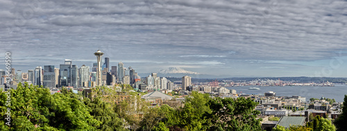Panorama of Seattle Landscape During Cloudy Day