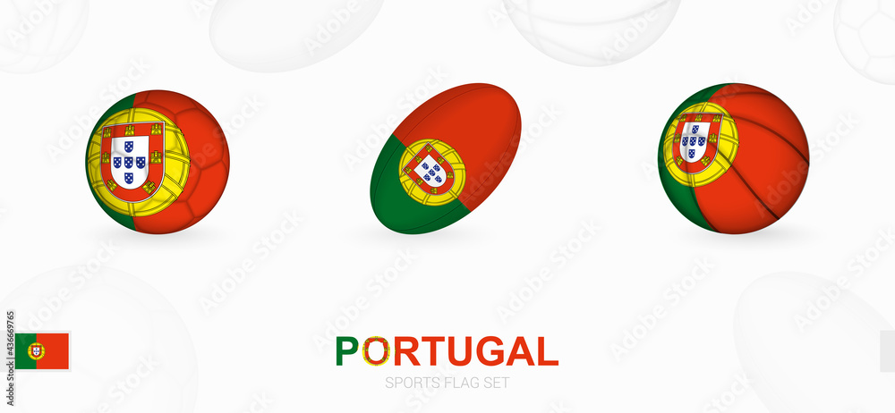 Sports icons for football, rugby and basketball with the flag of Portugal. Sports icons for football, rugby and basketball with the flag of Portugal.
