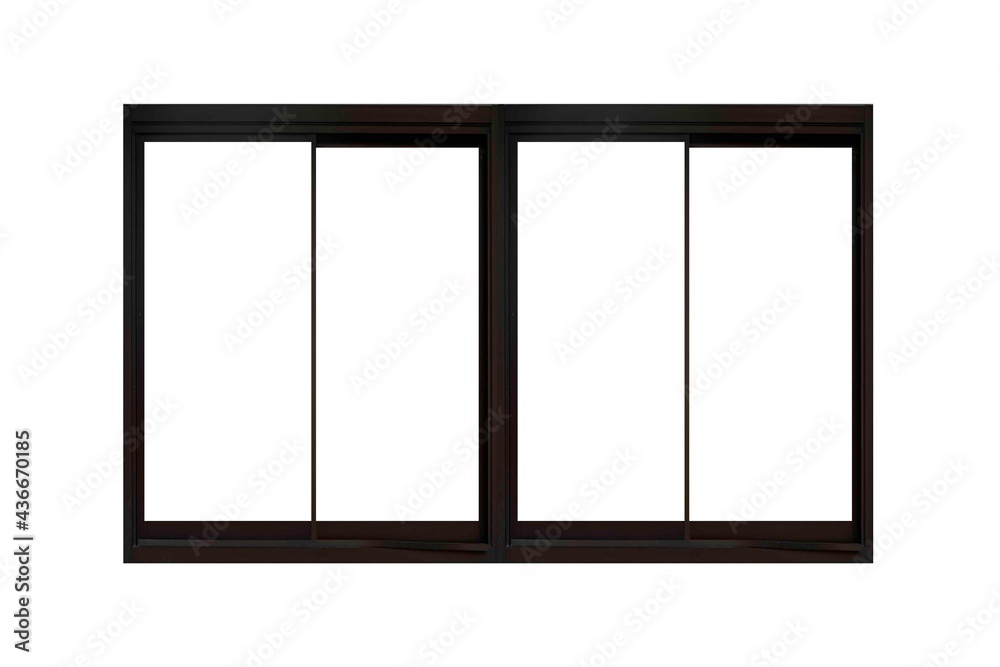 Black sliding aluminum window frame isolated on a white background Black sliding aluminum window frame isolated on a white background