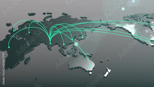 India to the world spread connection map animation