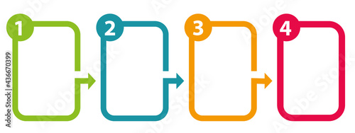 Four steps boxes. Marketing communication. Work in progress template. Vector illustration. photo