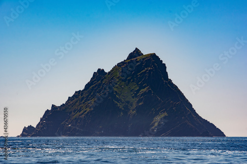 Skellig Michael as seen from a boat.