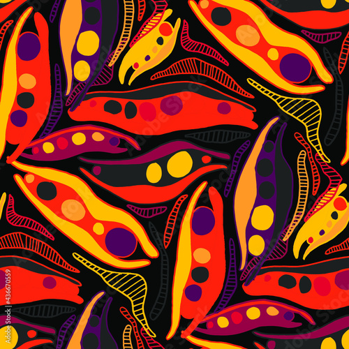 Seamless vector pattern with abstract modern doodles. Bright summer print. Trendy colorful background. Vintage geometric doodles.	