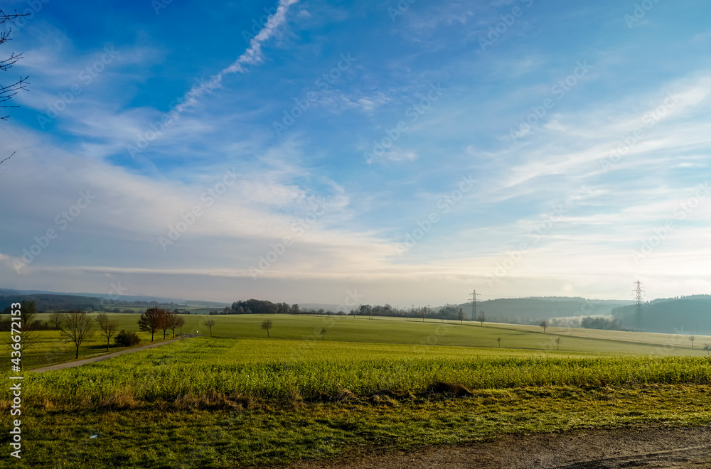 German countryside, field and blue sky - landscape