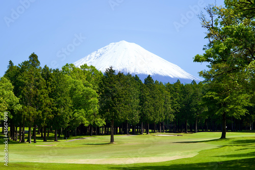 Fuji mountain and golf course in Japan. © Takayan