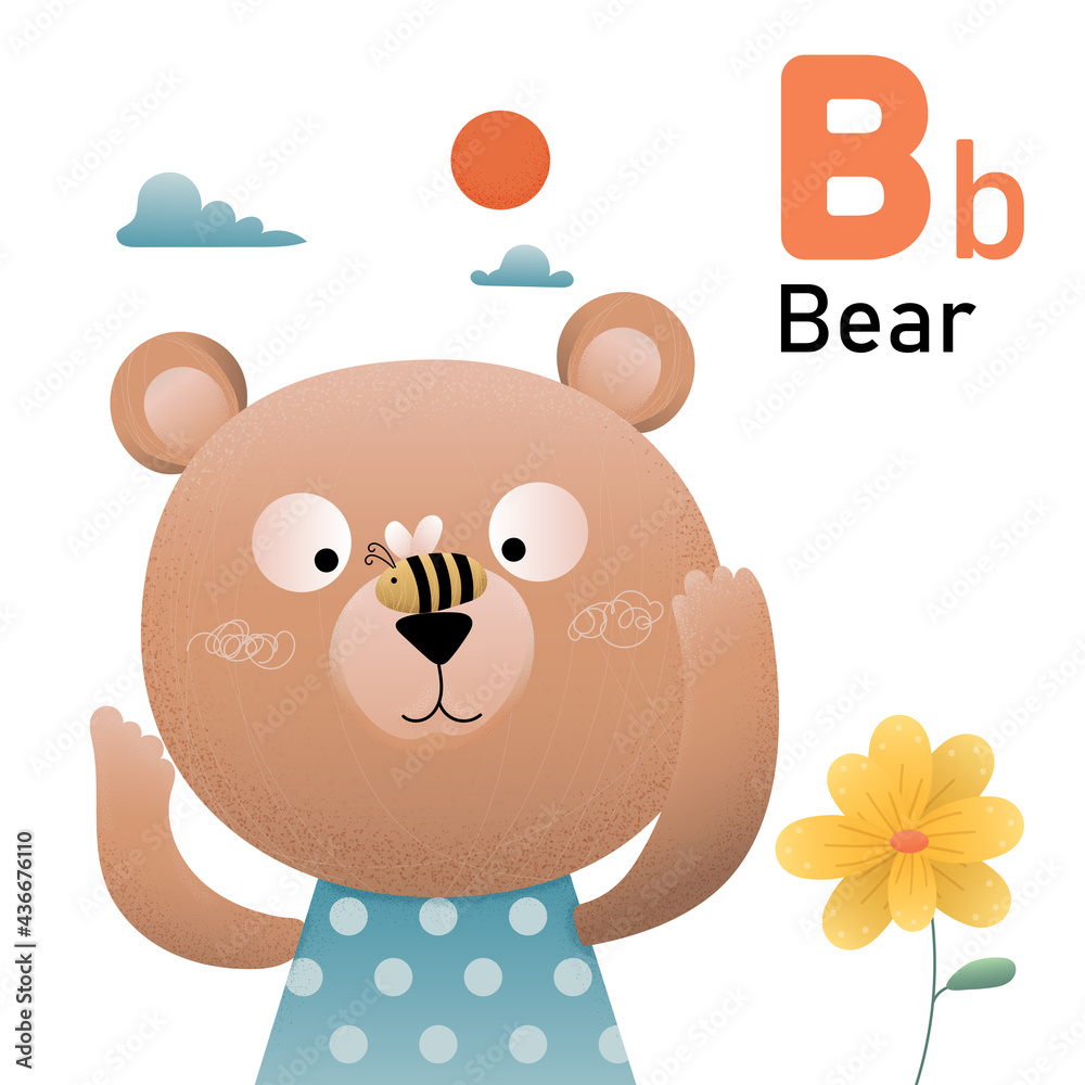 Cute Animal bear with little bee. Alphabet Series A-Z Cute Animal bear with little bee. Alphabet Series A-Z