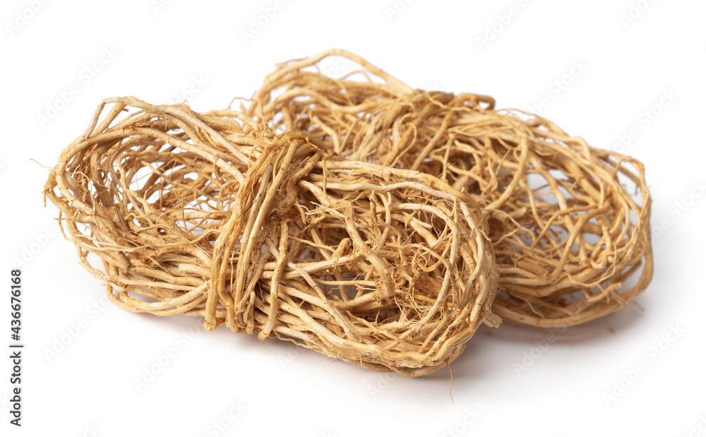 bunch of dried vetiver roots isolated on white background bunch of dried vetiver roots isolated on white background