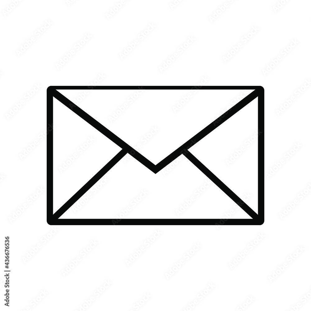 Hand drawn envelope icon placed on white background. Vector illustration. Social media concept.