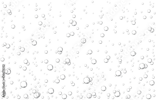 Oxygen air bubbles  flow  in water on white  background.