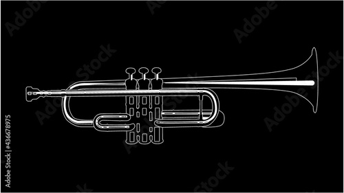 trumpet detail white on black background