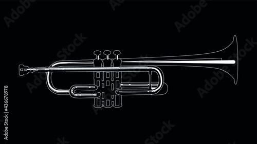 trumpet detail white on black background