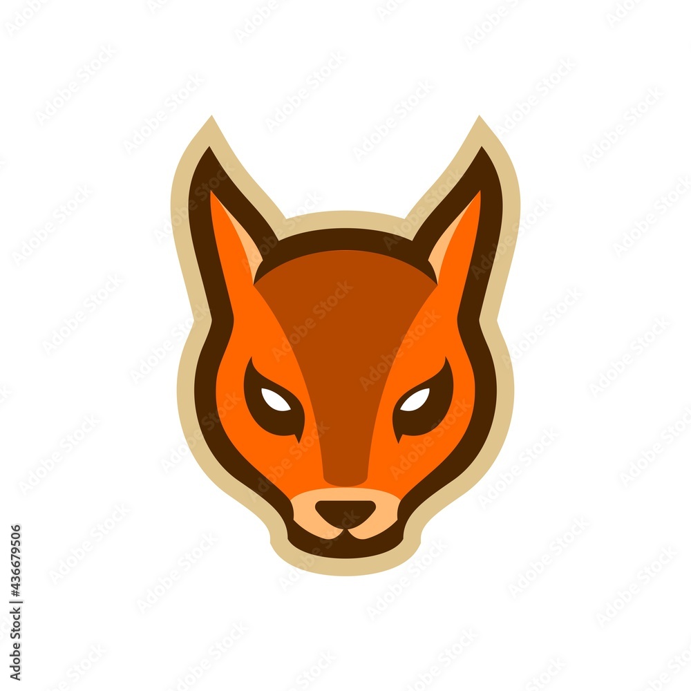 Obraz premium squirrel head sport mascot design character for gaming team or college club, modern cartoon style Illustration design of kangaroo head isolated on white background