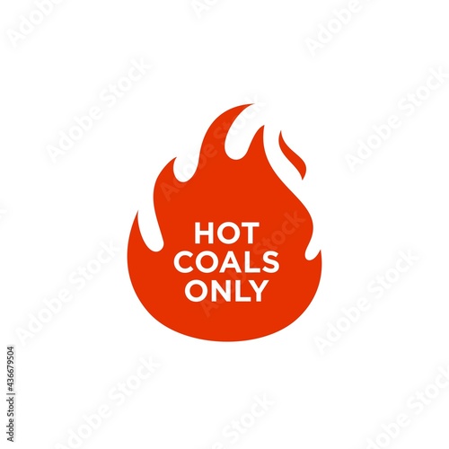 hot coals only vector, red fire icon sign, red flame Illustration