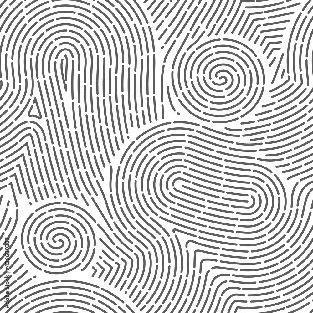 Seamless finger print. Black and white macro pattern. Unique thumbs