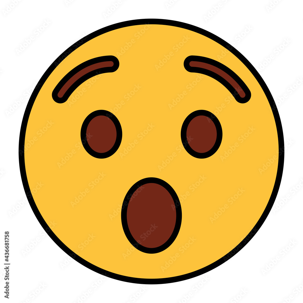 Filled color outline style emoji surprise. Filled color outline style emoji surprise.