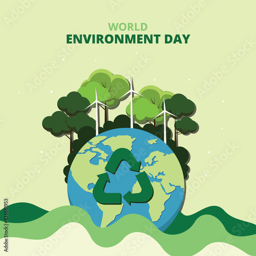 Tree with globe - Environment day graphic