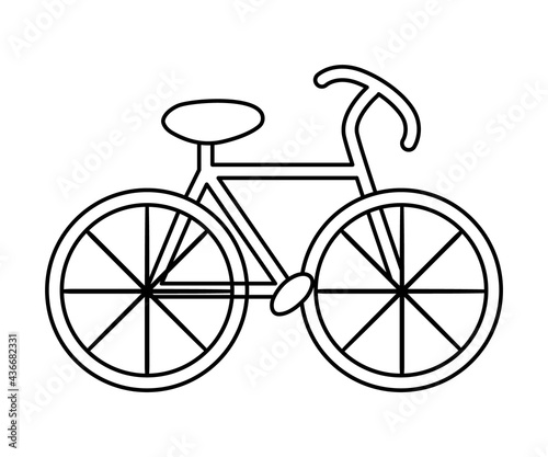 Vector black and white bicycle icon. Outline bike illustration isolated on white background. Active sport equipment sign. Simple active hobby line picture.