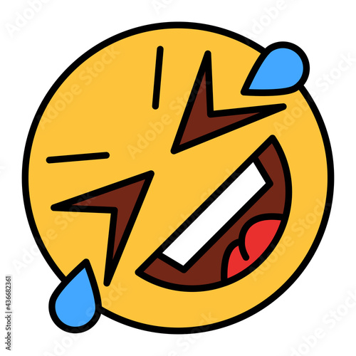 Filled color outline style emoji loud laugh.