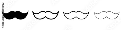 Mustaches icons set, isolated on white background. Vector illustration