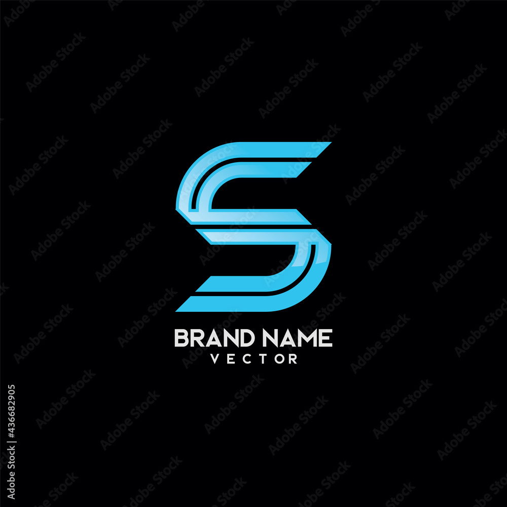 Abstract Blue Linear S Symbol Logo Design Abstract Blue Linear S Symbol Logo Design