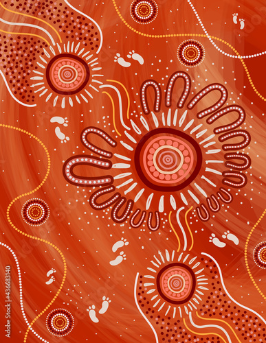 Orange aboriginal artwork - Vector