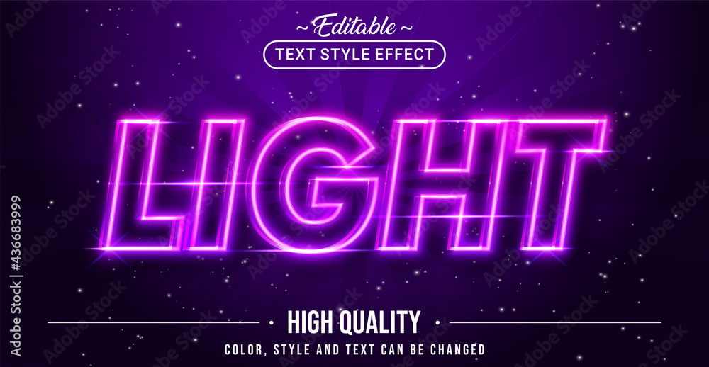 Editable text style effect - Light text style theme.