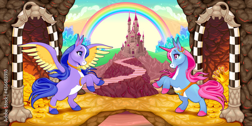 Unicorn and Pegasus near th...