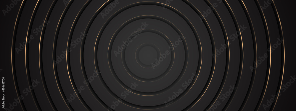 Luxury abstract gold circle lines on black background. Dynamic premium minimalist BG with geometric elements. Exclusive wallpaper design for event frame, Black Friday sale banner, Xmas New Year 2022 Luxury abstract gold circle lines on black background. Dynamic premium minimalist BG with geometric elements. Exclusive wallpaper design for event frame, Black Friday sale banner, Xmas New Year 2022