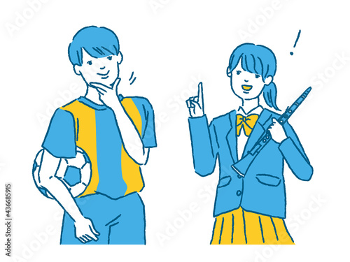 理解・納得した学生のセットイラスト（上向き）	

