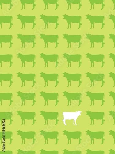 seamless pattern cows on ecological nature topic on bright bacground green and white animals vector