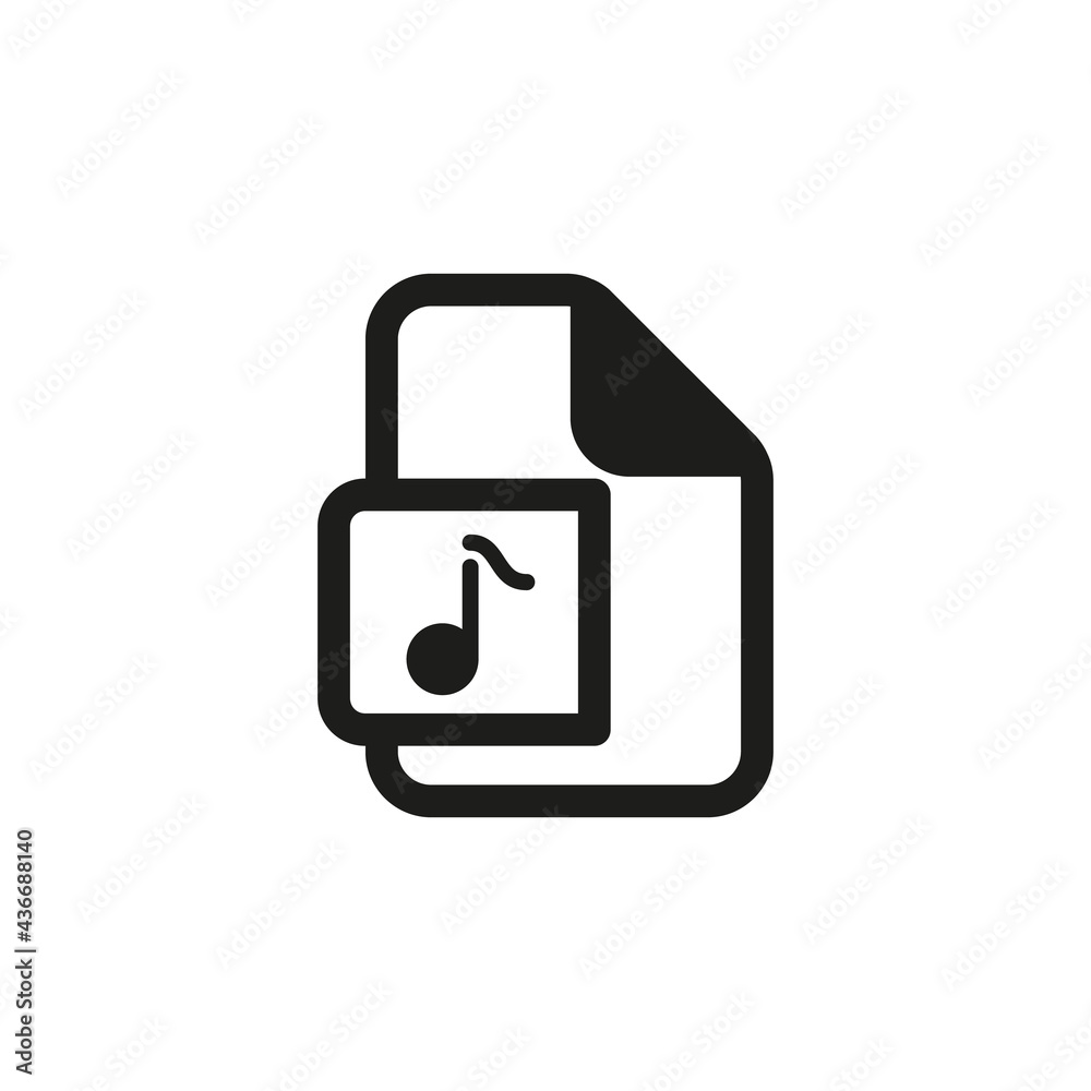 Audio file icon in line design style. Music, mp3 file for web and mobile UI design. Audio file icon in line design style. Music, mp3 file for web and mobile UI design.