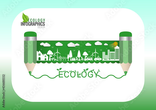 Ecology connection  concept background . Vector infographic illustration