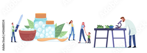 Pharmacists Research Alternative Homeopathy Herbal Medicine for Healthcare. Natural Plants Healing Power and Usage