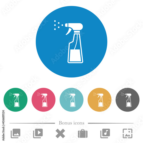 Spray bottle flat round icons