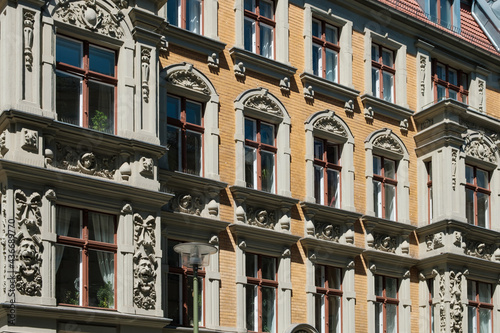 beautiful, old residential building restored facade -