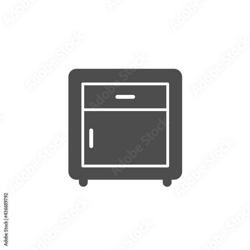 bedside table silhouette vector icon isolated on white background. nightstand furniture icon for web, mobile apps, ui design and print