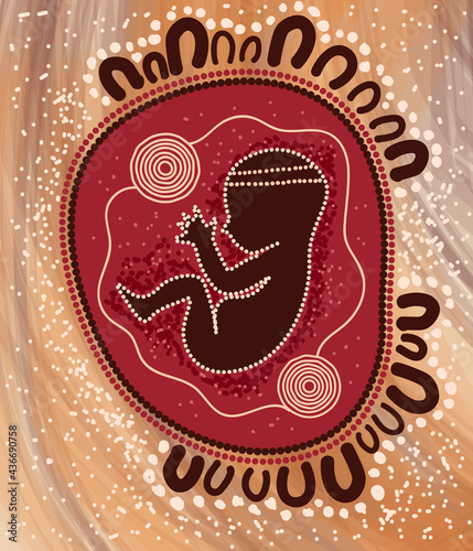 Baby in womb aboriginal artwork