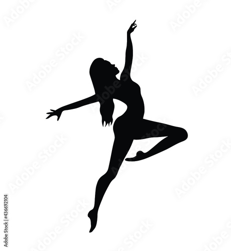 Beautiful woman jumping silhouette vector illustration