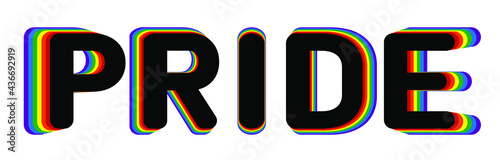 PRIDE  vector rainbow-colored typography banner