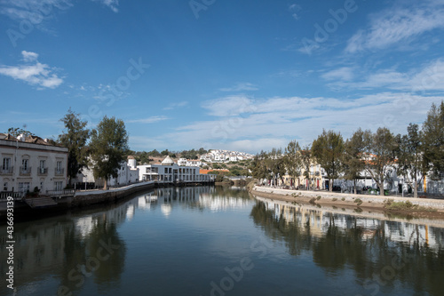 View of city centre and Gilao River in Tavira Portugal