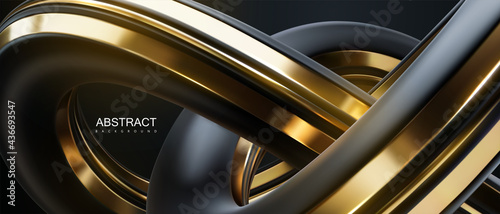 Abstract background with black and golden knot shape