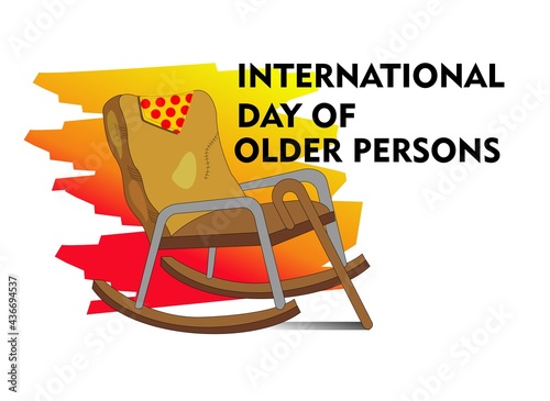international day of older persons with old rocking chair vector illustration