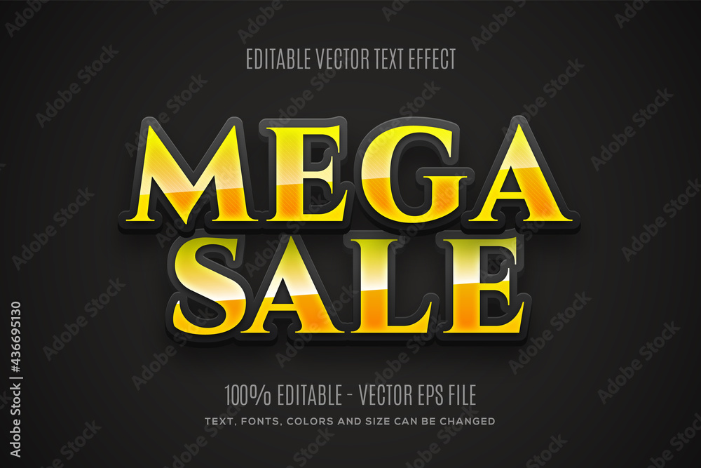 Editable 3d Mega Sale text effect. Easy to change or edit. Vector Illustration