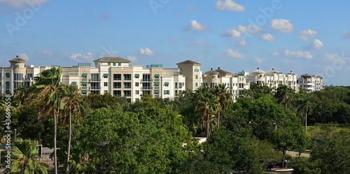 Aerial view of upscale condos in Plantation, Florida, USA.