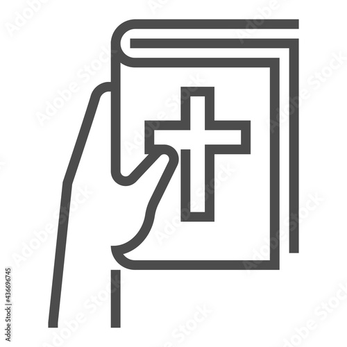 Bible square line vector icon.