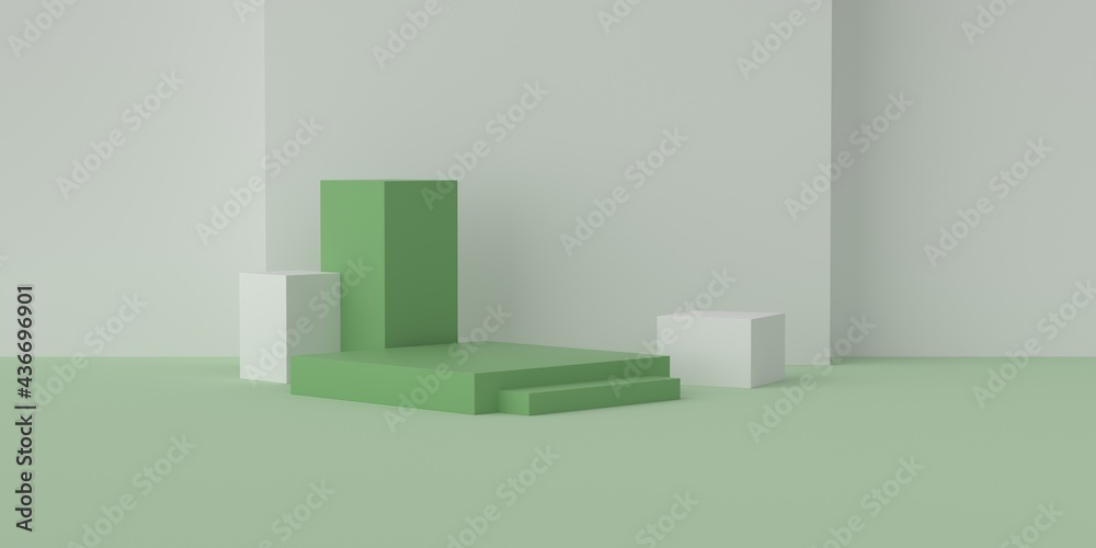 3D rendering of green geometry background image 3D rendering of green geometry background image